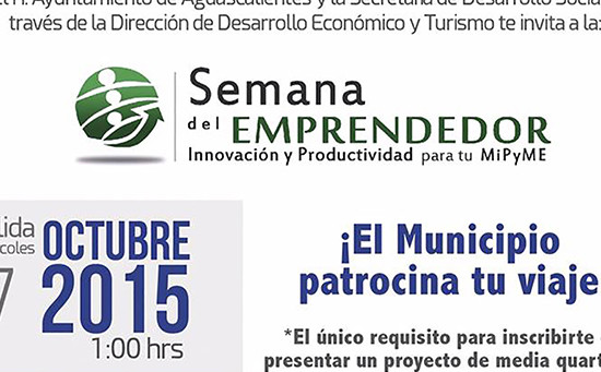 INVITA GOBIERNO MUNICIPAL A PARTICIPAR EN LA SEMANA NACIONAL DEL EMPRENDEDOR