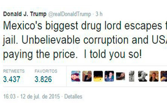 “Se los dije”: Donald Trump sobre fuga de ‘El Chapo’